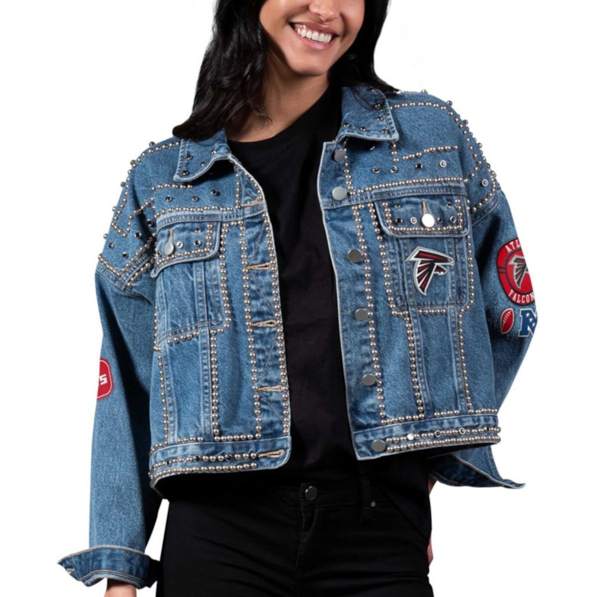 Women's G-III 4Her by Carl Banks Atlanta Falcons First Finish Medium Denim Full-Button Jacket In The Style