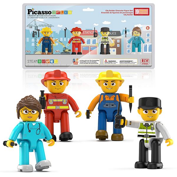 PicassoTiles 4 Piece City Builder Character Figure Set PTA18 PicassoTiles