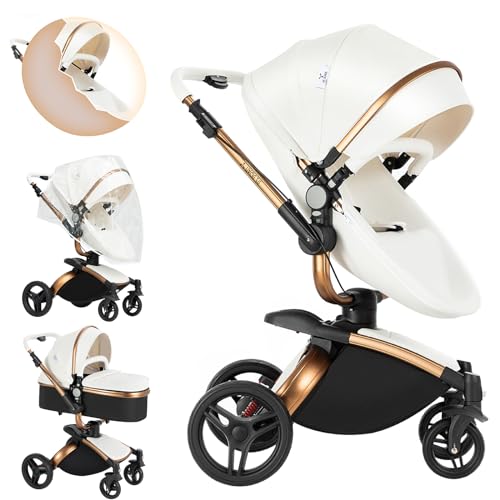 2 in 1 Baby Stroller with Bassinet Reversible Portable Standard Baby Stroller Convertible Pushchair Infant Buggy Baby Carriage Foldable High Landscape Pram for Toddler Newborn (2USV9-BG) Suttonbebe