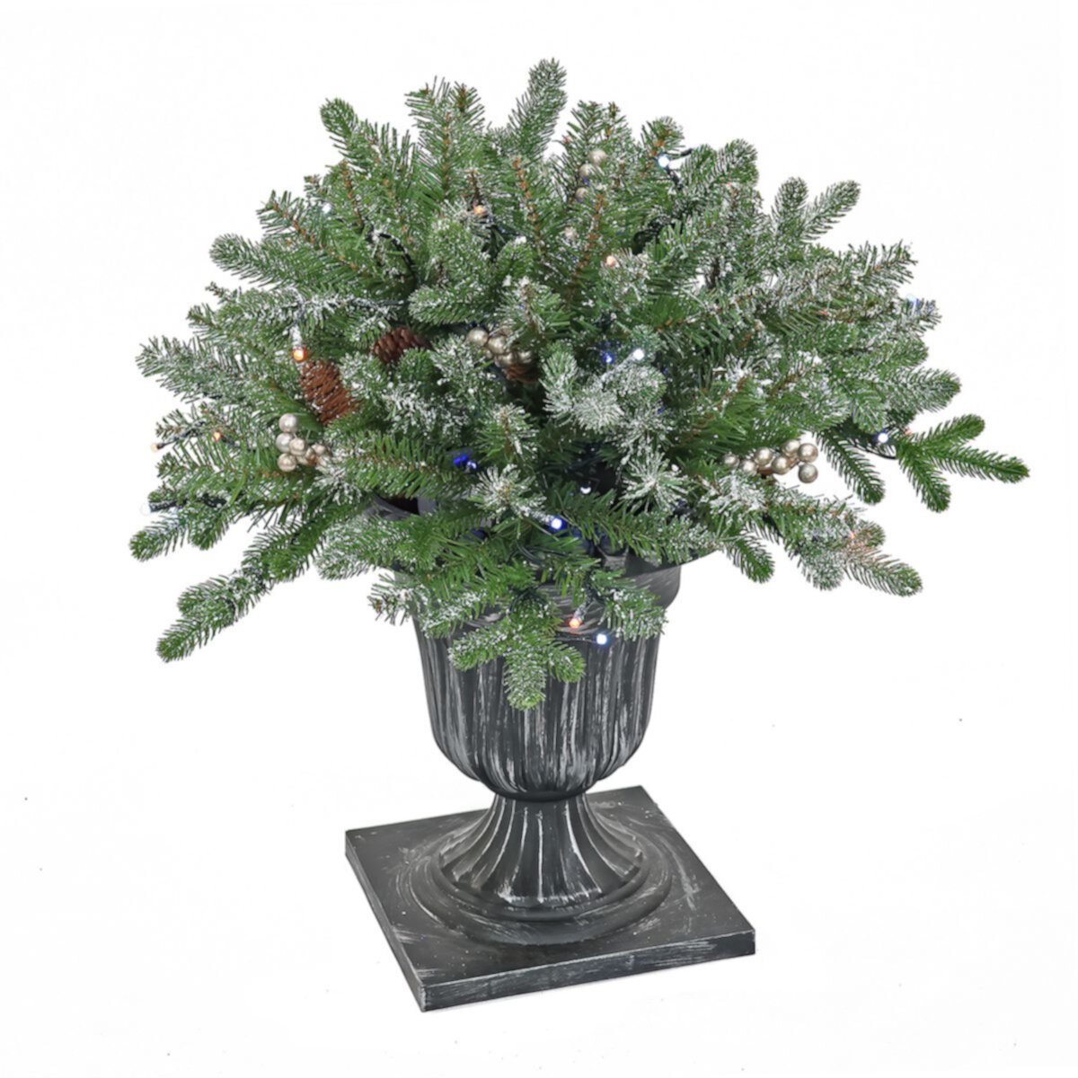 National Tree Company 24-in. Feel-Real® Flocked Faux Morgan Spruce Pre-Lit Porch Bush National Tree Company