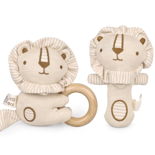 Baby Plush Rattle Toys Set, Bear Infants Stuffed Animal Plush Rattle Shaker Toy, 2 PCS ACCKUO