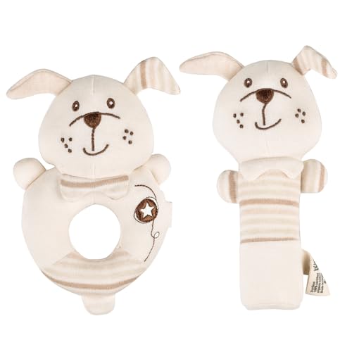 Baby Plush Rattle Toys Set, Bear Infants Stuffed Animal Plush Rattle Shaker Toy, 2 PCS ACCKUO