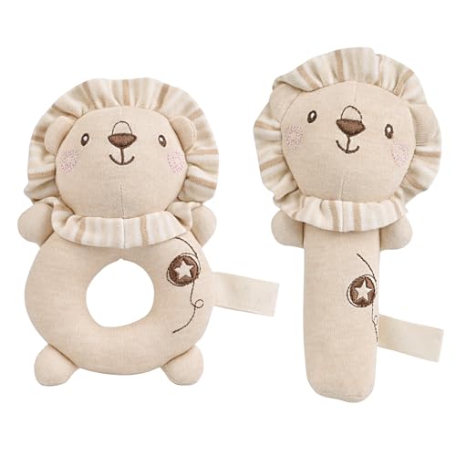 Baby Plush Rattle Toys Set, Bear Infants Stuffed Animal Plush Rattle Shaker Toy, 2 PCS ACCKUO