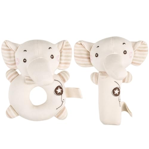 Baby Plush Rattle Toys Set, Bear Infants Stuffed Animal Plush Rattle Shaker Toy, 2 PCS ACCKUO