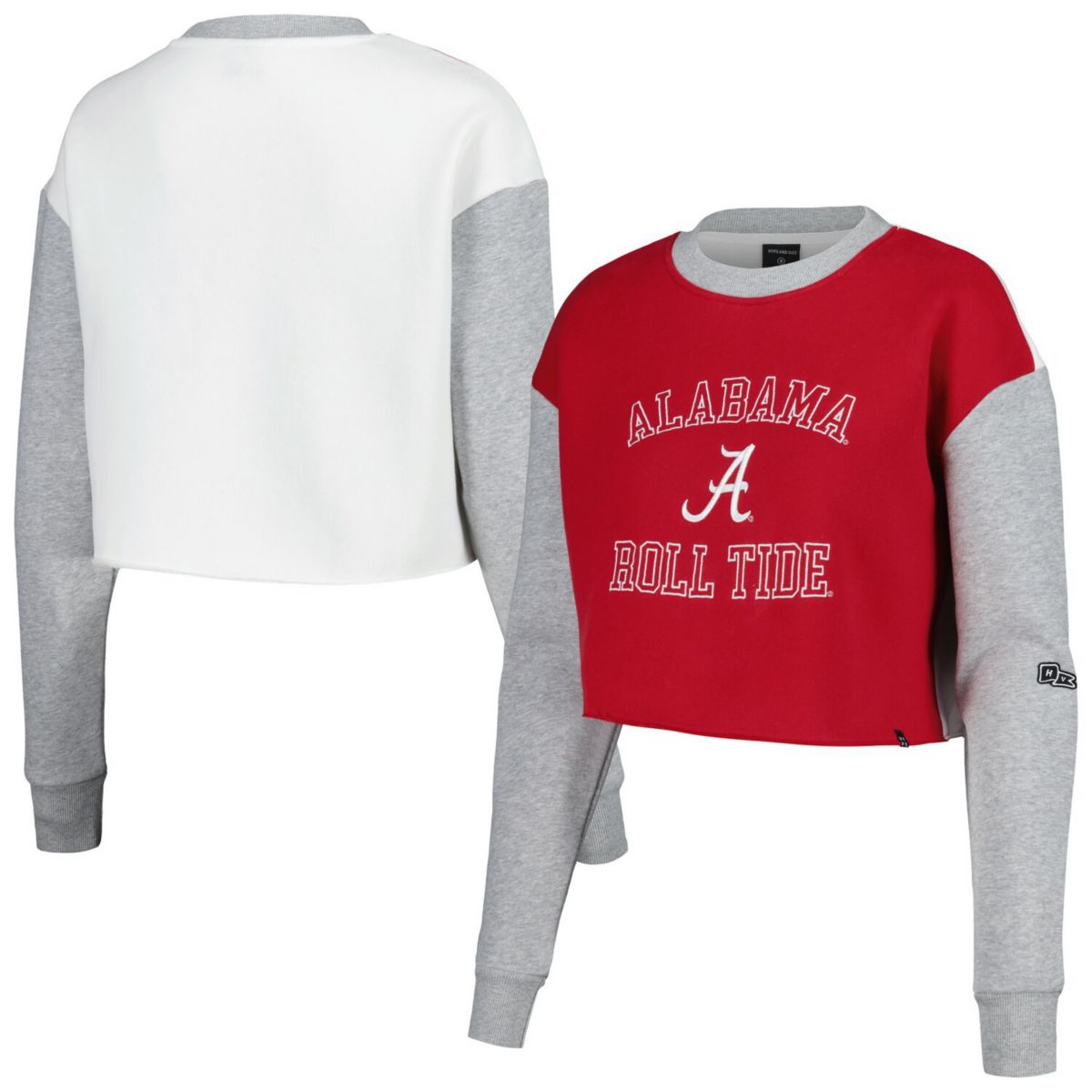 Women's Hype and Vice Crimson Alabama Crimson Tide Colorblock Rookie Crew Pullover Sweatshirt Hype And Vice