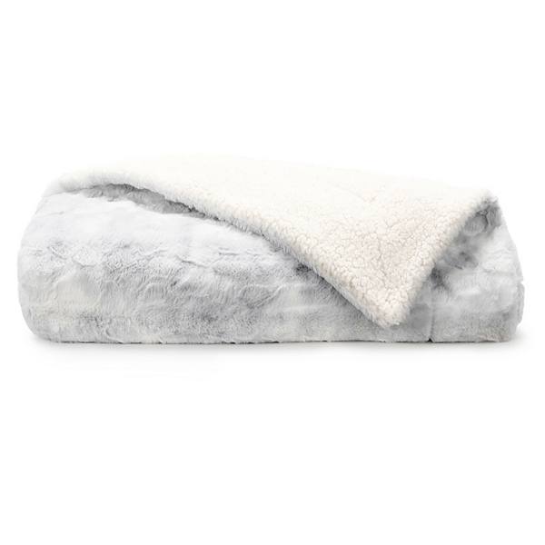 Home Collection Light Gray Faux-Fur Tie Dye Throw Blanket Home Collection