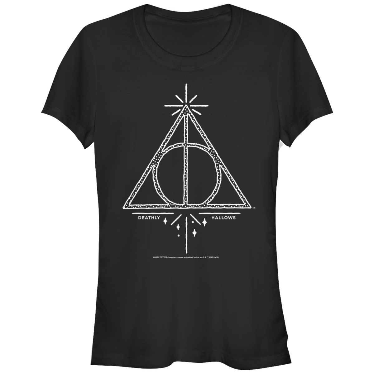 Juniors' Harry Potter Deathly Hallows Symbol Line Art Fitted Graphic Tee Harry Potter