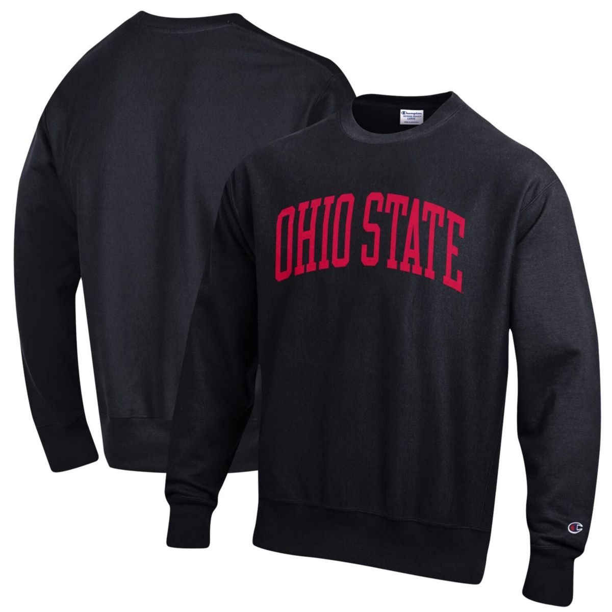 Men's Champion Black Ohio State Buckeyes Big & Tall Reverse Weave Fleece Crewneck Pullover Sweatshirt Champion