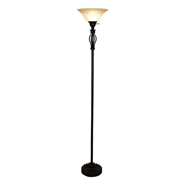 Standing Lamp Pole Light With Alabaster Glass Bowl Shade  70&#34; Tall- (bronze) Lightaccents