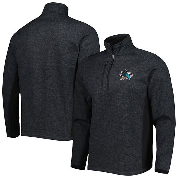 Мужская Куртка Antigua Heathered Black San Jose Sharks Course на четверть молнии Antigua