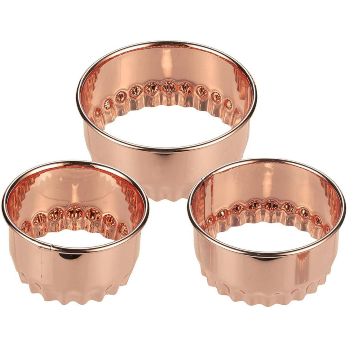 Two-Sided Copper Cookie Cutter Set for Pastries, Baking, Desserts (3 Pieces) Juvale