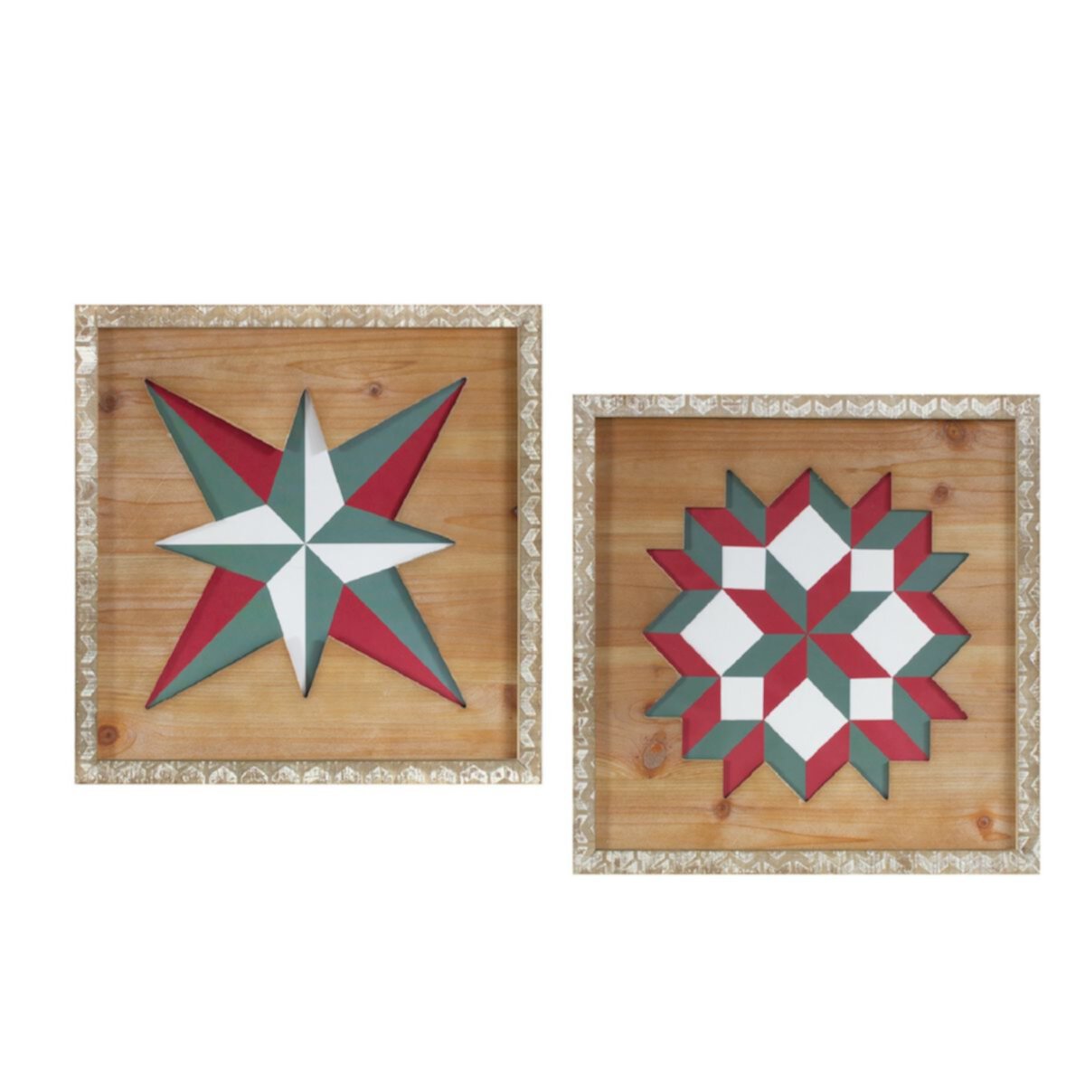 Wood Framed Vintage Quilt Square Wall Plaque (Set of 2) Slickblue