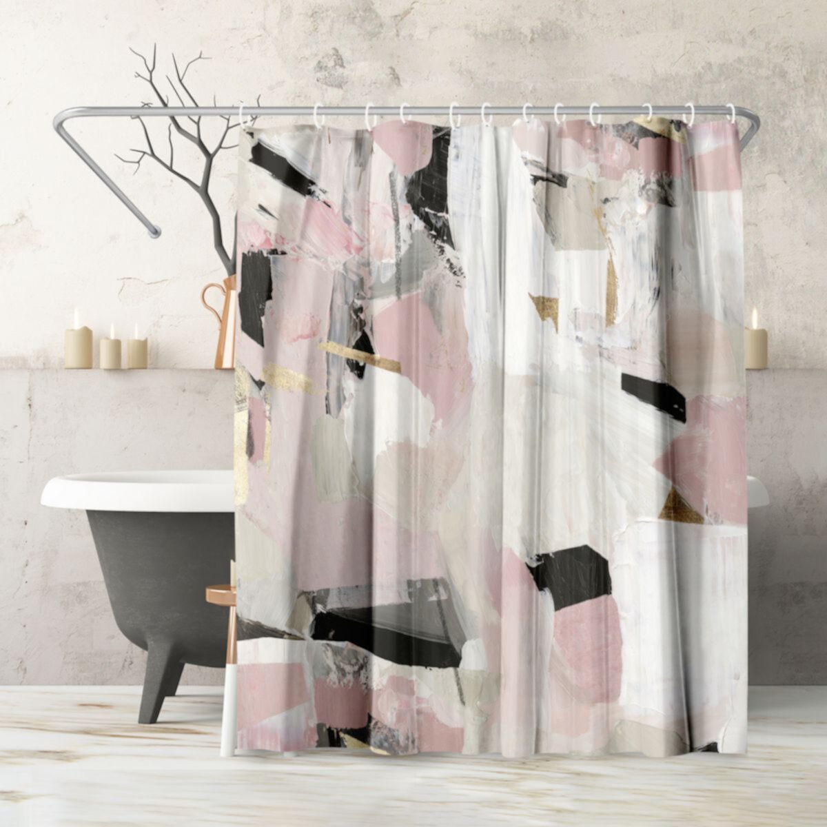 Americanflat Black Rose Shower Curtain Americanflat