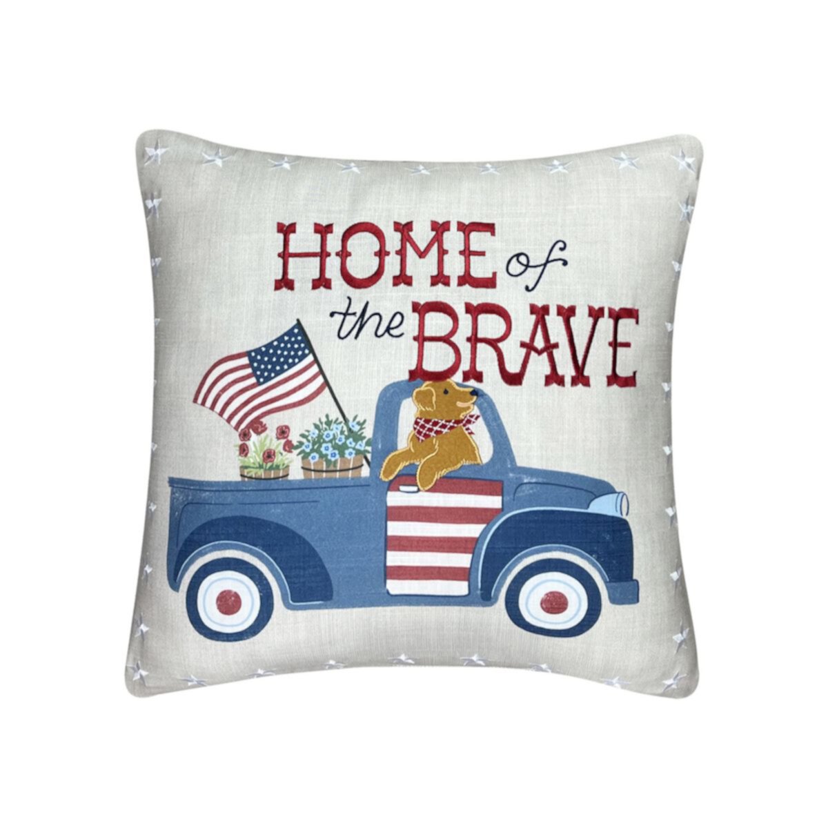 Americana Home of the Brave Truck Throw Pillow Americana