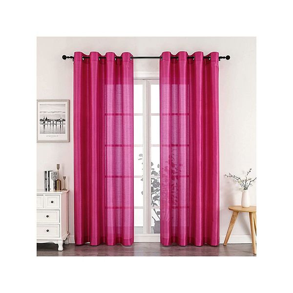 GoodGram Montauk Accents 2 Pack Ultra Luxurious Faux Silk Sheer Grommet Top Curtain Panels GoodGram