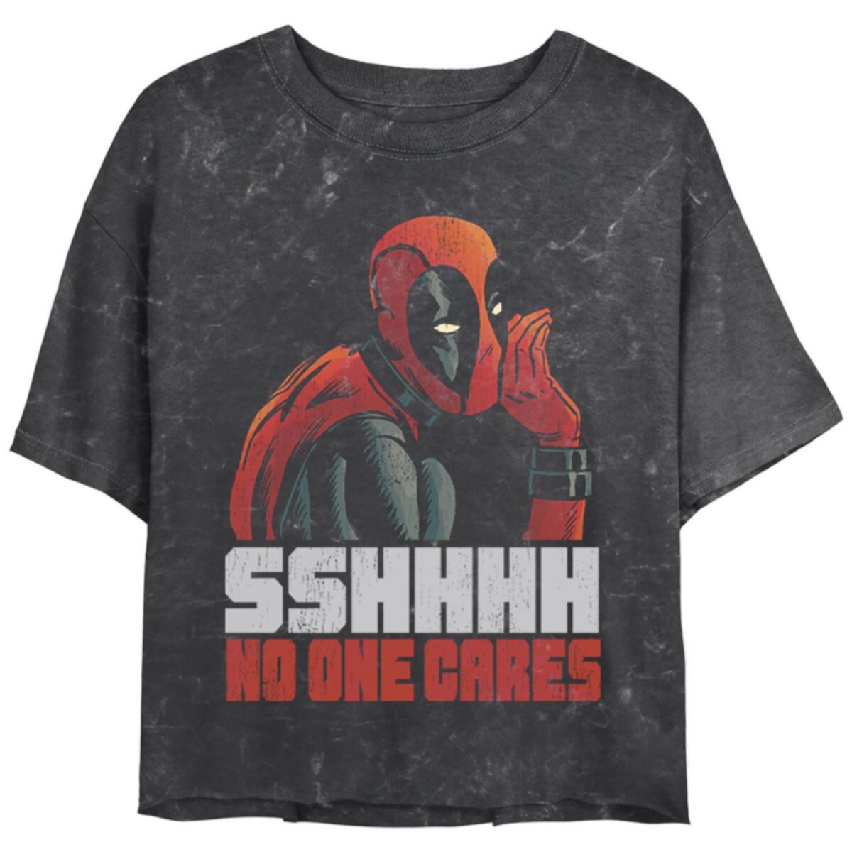 Juniors' Deadpool No One Cares Cropped Graphic Tee Marvel