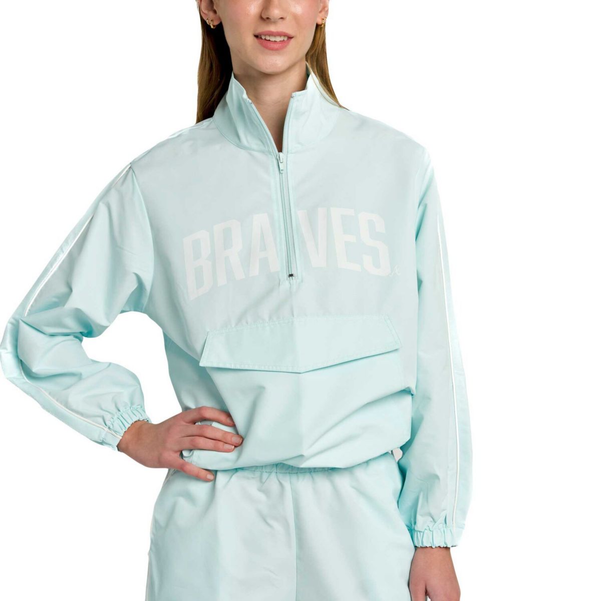 Women's Lusso Light Blue Atlanta Braves Parker Half-Zip Jacket Lusso