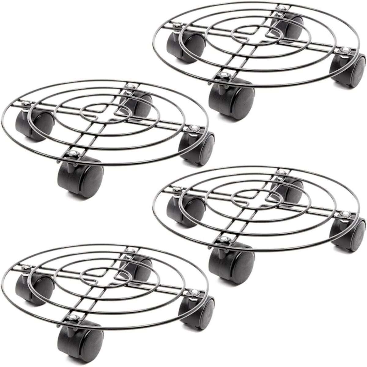 4 Pack Metal Rolling Plant Stand with Wheels, Heavy Duty Caddy Roller Base for Indoor and Outdoor Pots (10.6 In) Bright Creations