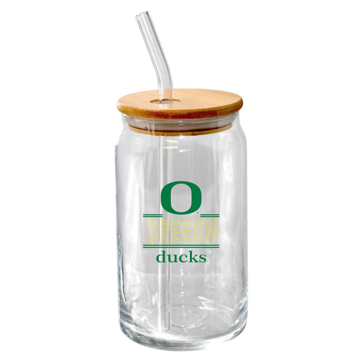 The Memory Company Oregon Ducks 16oz. Classic Crew Beer Glass with Bamboo Lid The Memory Company