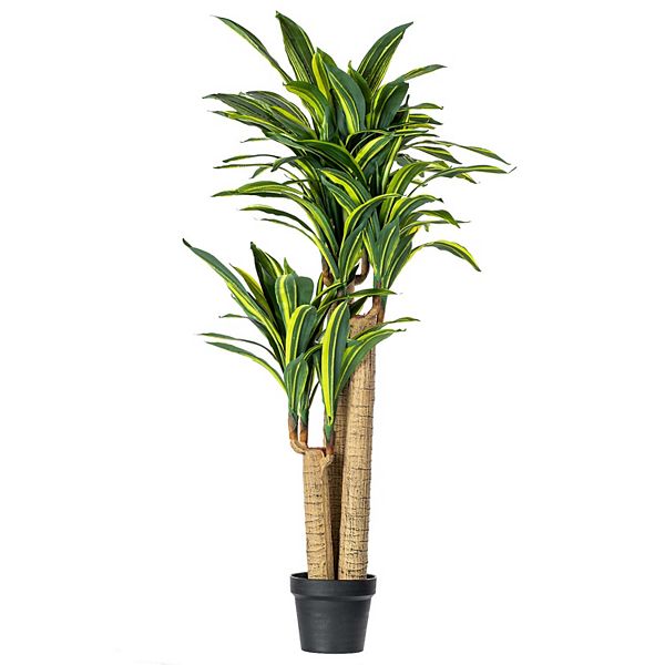 Vickerman 52&#34; Artificial Green and Yellow Real Touch Dracaena Tree Vickerman