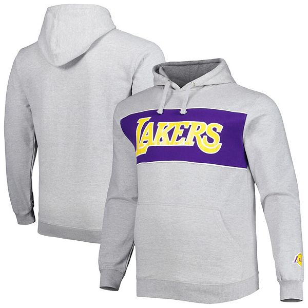 Мужское серое худи Fanatics с логотипом Los Angeles Lakers, увеличенные размеры Fanatics