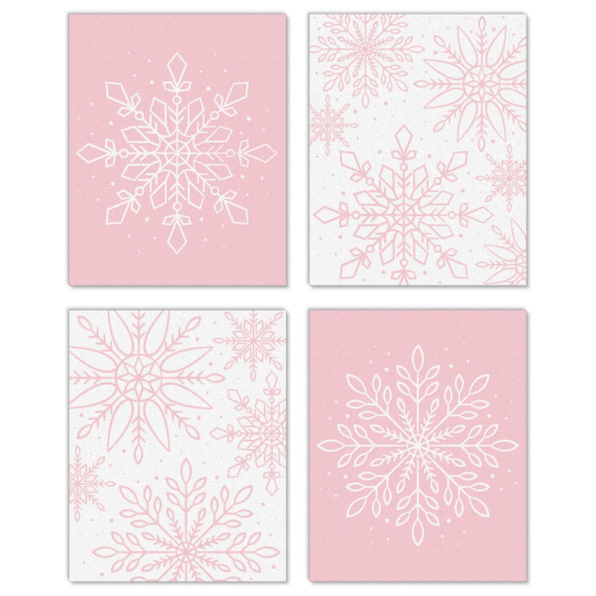 Big Dot of Happiness Pink Winter Wonderland - Unframed Holiday Snowflake Linen Paper Wall Art - Set of 4 - Artisms - 8 x 10 inches Big Dot of Happiness