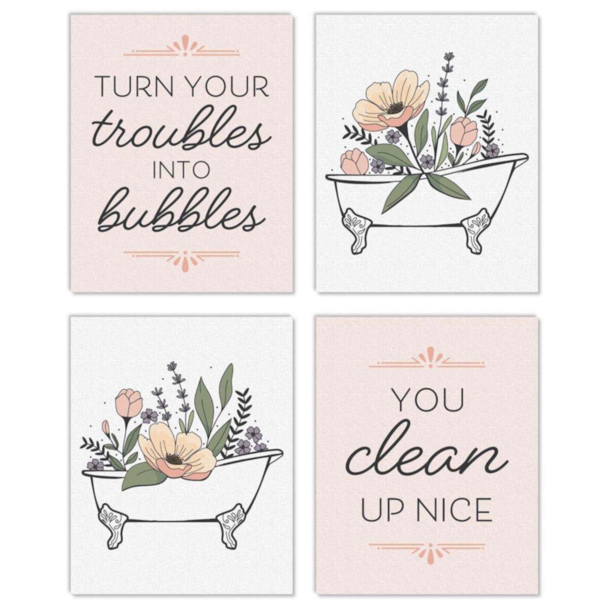 Big Dot of Happiness Turn Your Troubles Into Bubbles - Unframed Bathroom Linen Paper Wall Art - Set of 4 - Artisms - 8 x 10 inches Colorful Big Dot of Happiness