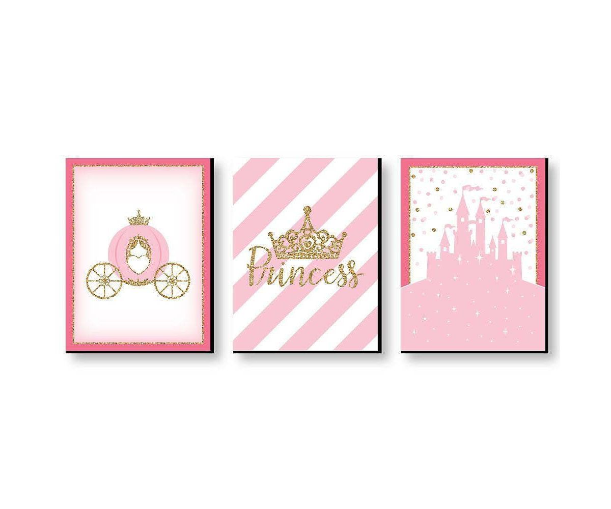 Big Dot of Happiness Little Princess Crown - Castle Nursery Wall Art and Kids Room Decorations - Gift Ideas - 7.5 x 10 inches - Set of 3 Prints Big Dot of Happiness
