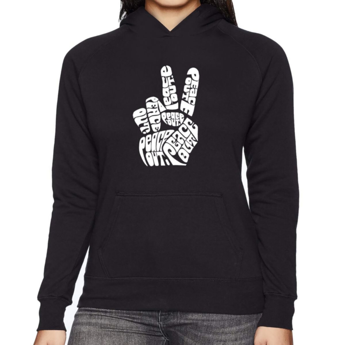Peace Out - Women's Word Art Hooded Sweatshirt LA Pop Art