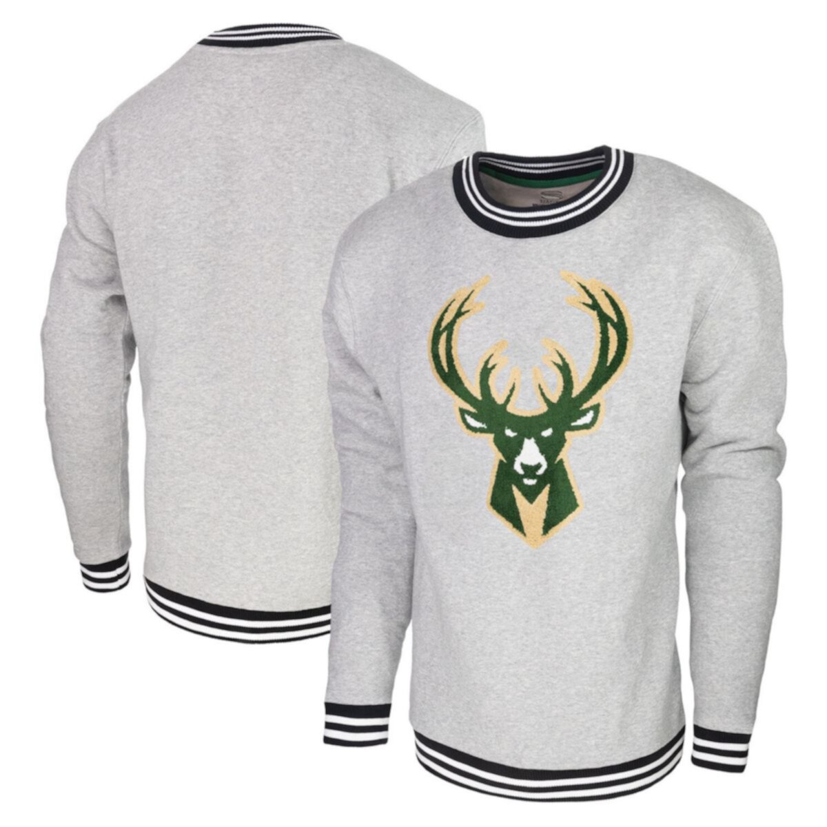 Men's Stadium Essentials Heather Gray Milwaukee Bucks Club Level Pullover Sweatshirt Stadium Essentials