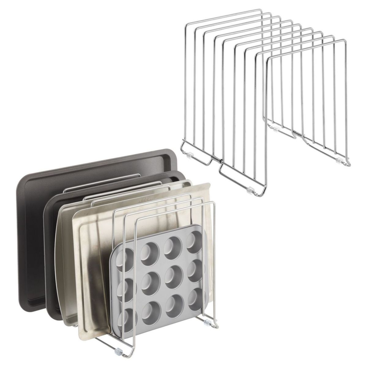 mDesign Large Metal 8 Slot Baking Sheet/Appliance Organizer Rack, 2 Pack MDesign