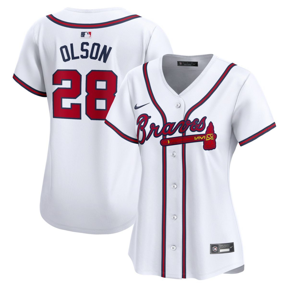 Женская игровая футболка Nike Atlanta Braves Мэтта Олсона, белая, ограниченная версия Nitro USA