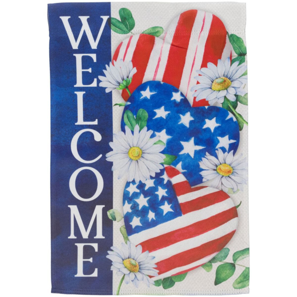 Northlight Stars & Stripes Hearts &#34;Welcome&#34; Americana Outdoor Garden Flag Northlight