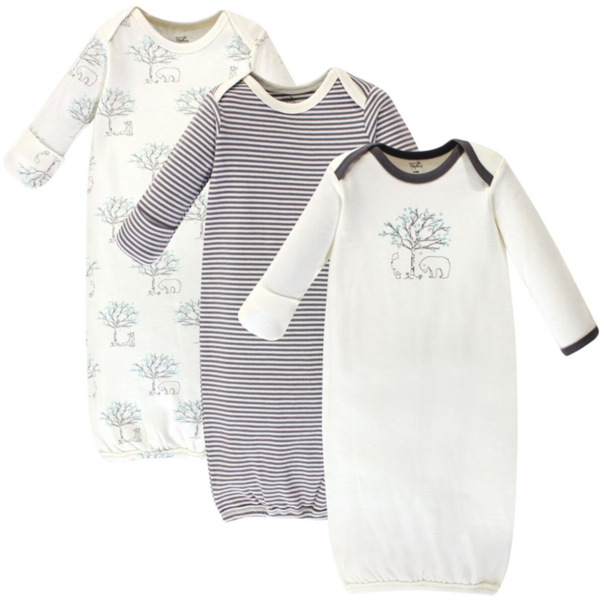 Детские Пижамы Touched by Nature Baby Organic Cotton Long-Sleeve Gowns 3pk, Birch Tree Touched by Nature