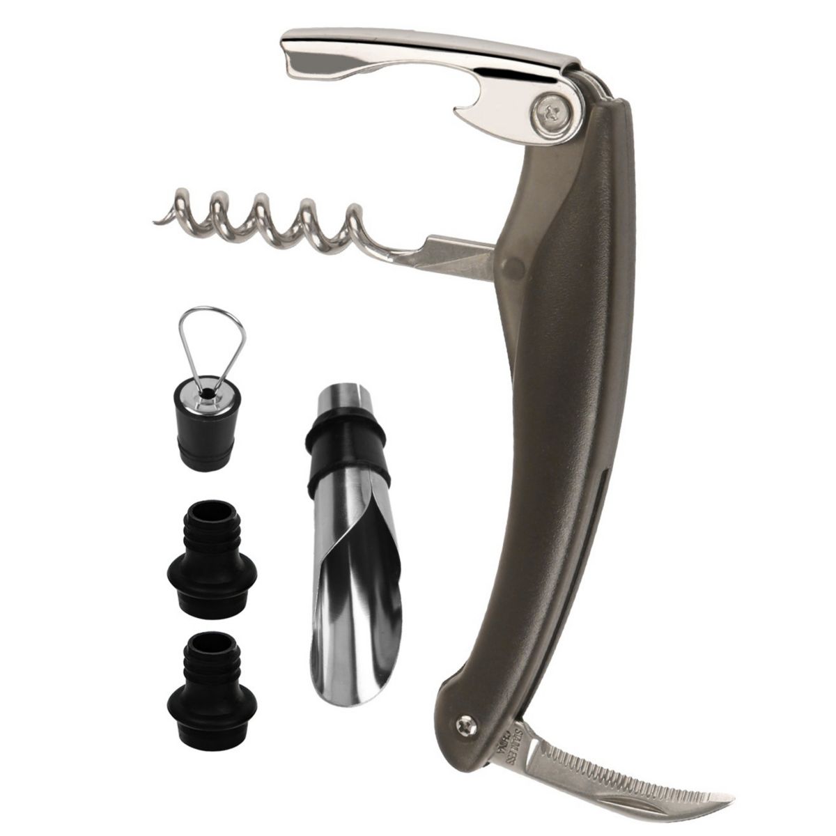 Wine Bottle Opener Accessories Kit With Corkscrew Set Of 5 Eggracks By Global Phoenix