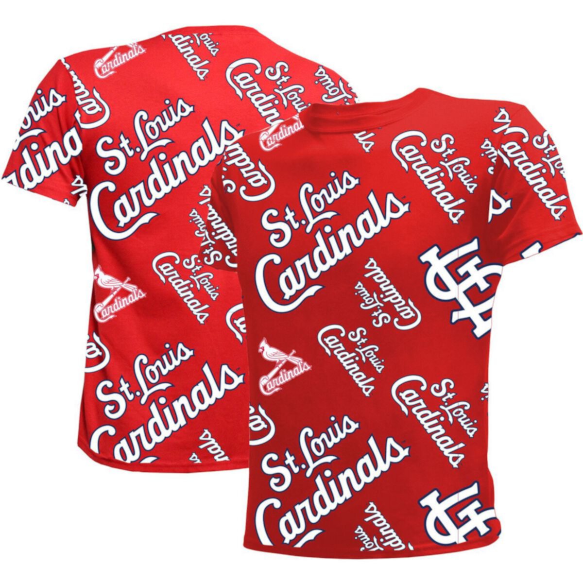 Youth Stitches Red St. Louis Cardinals Allover Team T-Shirt Stitches