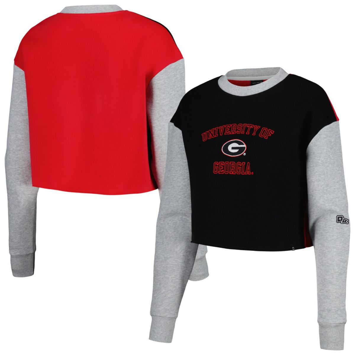 Women's Hype and Vice Black Georgia Bulldogs Colorblock Rookie Crew Pullover Sweatshirt Hype And Vice