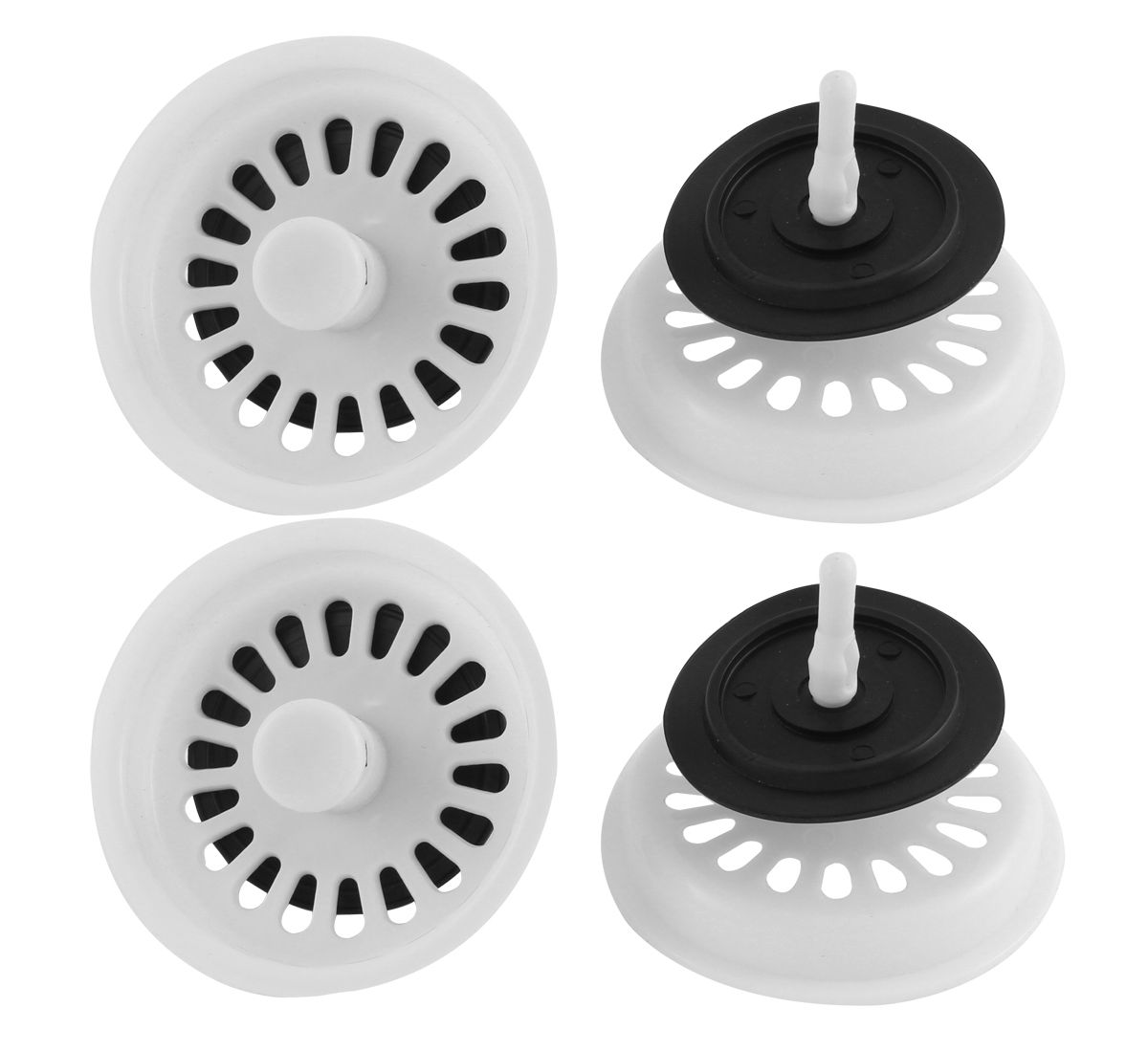 Kitchen Bathroom White Plastic Sink Strainer Drainer Drain Stopper Filter 4pcs Unique Bargains