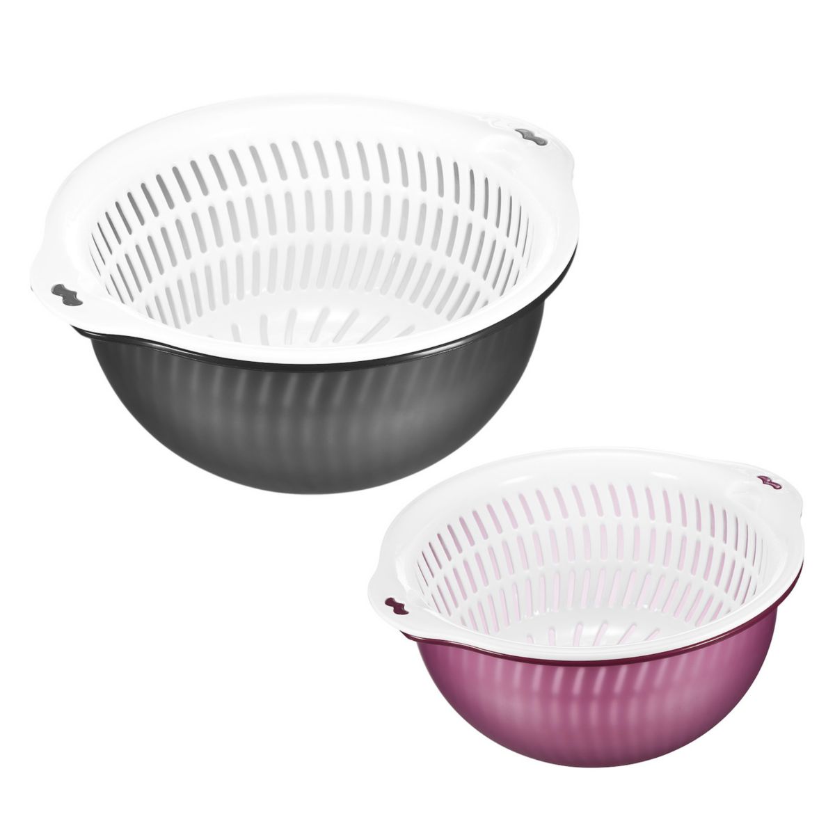 Vegetable Storage Basket Colander Double Drain Basket 2Pcs, Large & Medium Unique Bargains