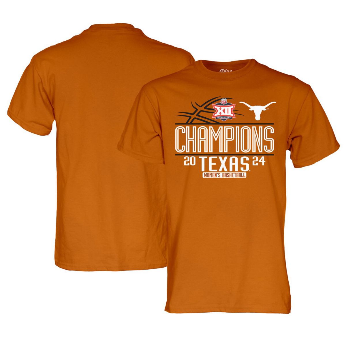 Unisex Blue 84  Texas Orange Texas Longhorns 2024 Big 12 Women's Basketball Conference Tournament Champions Locker Room T-Shirt Blue 84