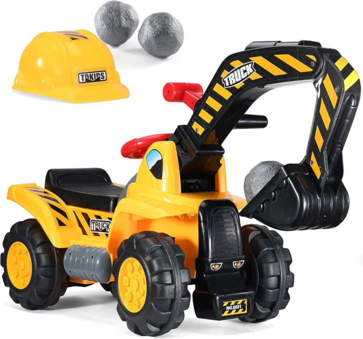 Toy Tractors for Kids Ride On Excavator Sounds Digger Scooter Bulldozer Includes Helmet with Rocks Play22