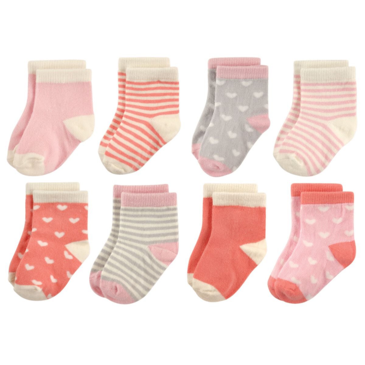 Hudson Baby Infant Girl Cotton Rich Newborn and Terry Socks, Hearts Hudson Baby