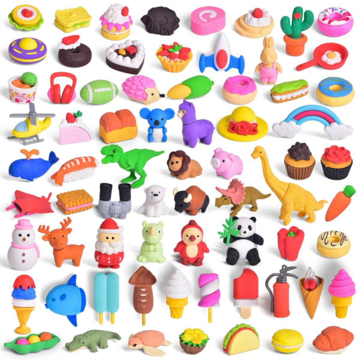 70 Pcs Mini Toys: Puzzle Erasers Popfun