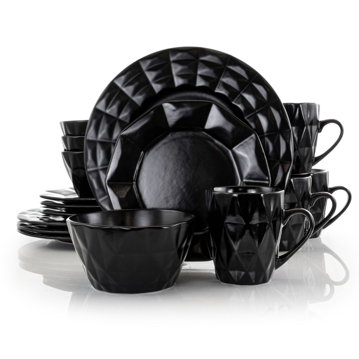 Elama Retro Chic 16-Piece Glazed Dinnerware Set Elama