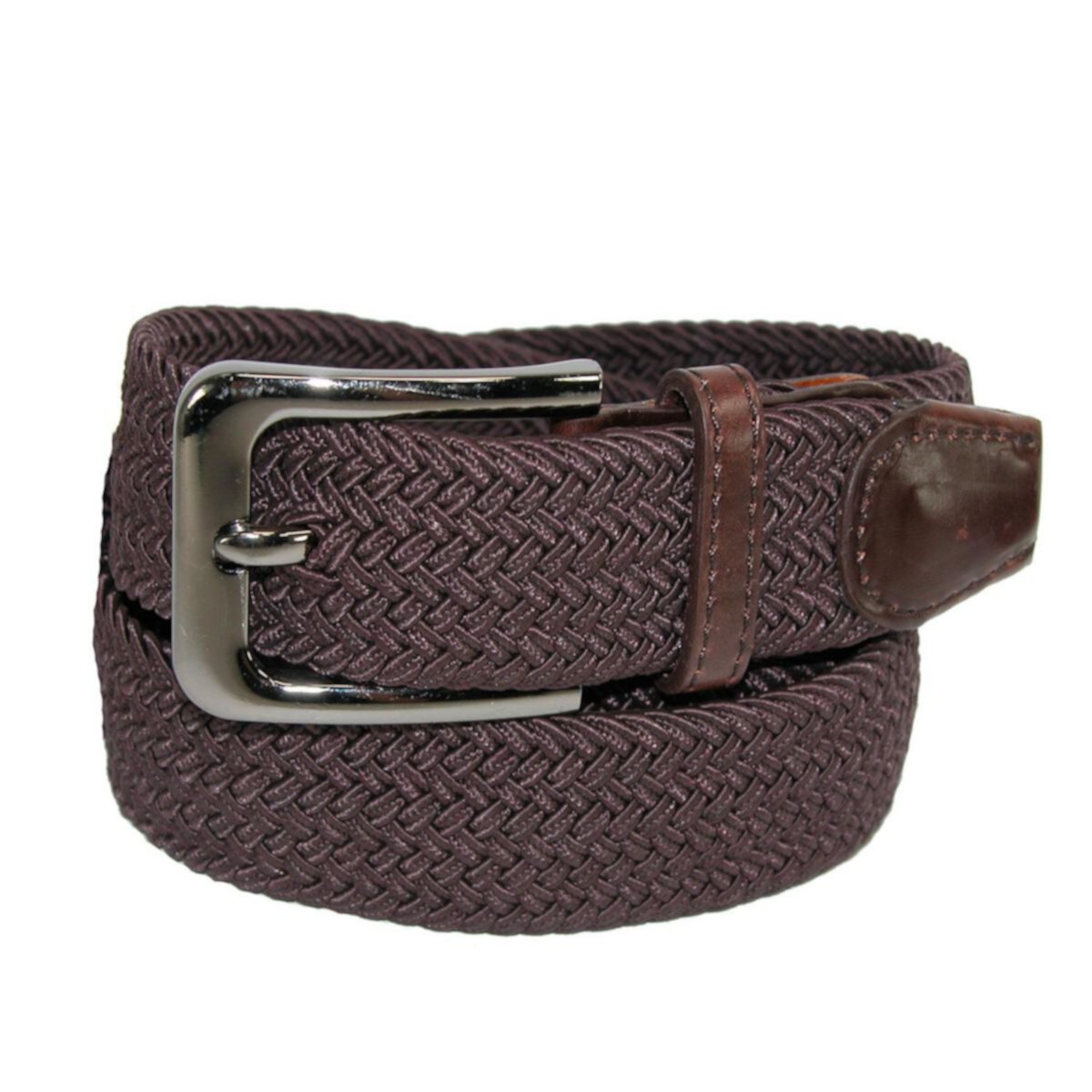 Ctm Men's Elastic Braided Stretch Belt With Silver Buckle CTM