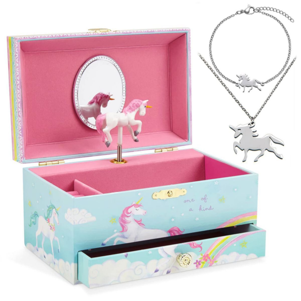 Unicorn Music Box and Jewelry Set for Little Girls 3 Gifts for Girls Jewelkeeper