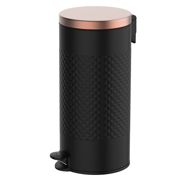 8 Gal./30 Liter Black Color Round Shape Step-on Trash Can with Diamond body design for Kitchen Mega Casa