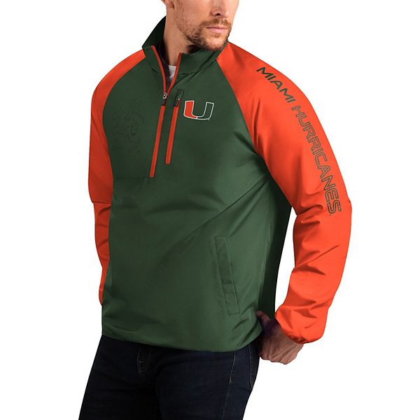 Мужская Повседневная куртка G-III Sports by Carl Banks Зеленая Miami Hurricanes Point Guard Raglan Half-Zip In The Style