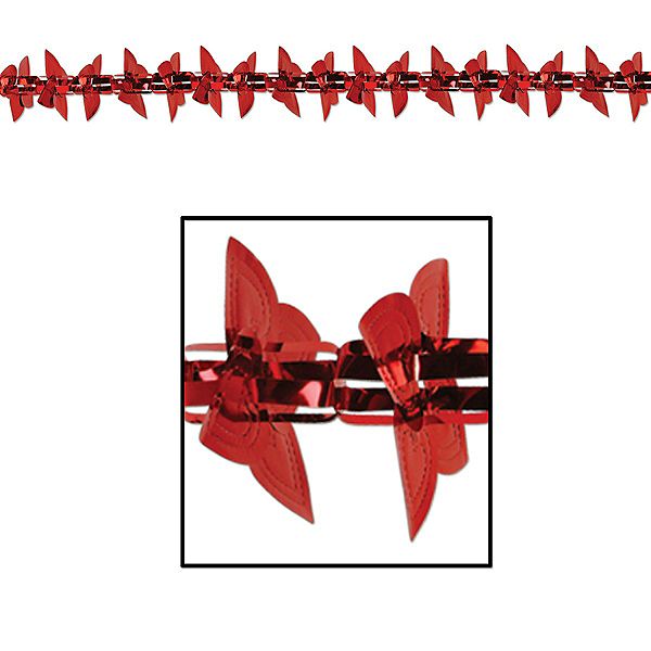 Club Pack of 12 Red Metallic Heart Garland Valentines Day Decorations 9' Party Central