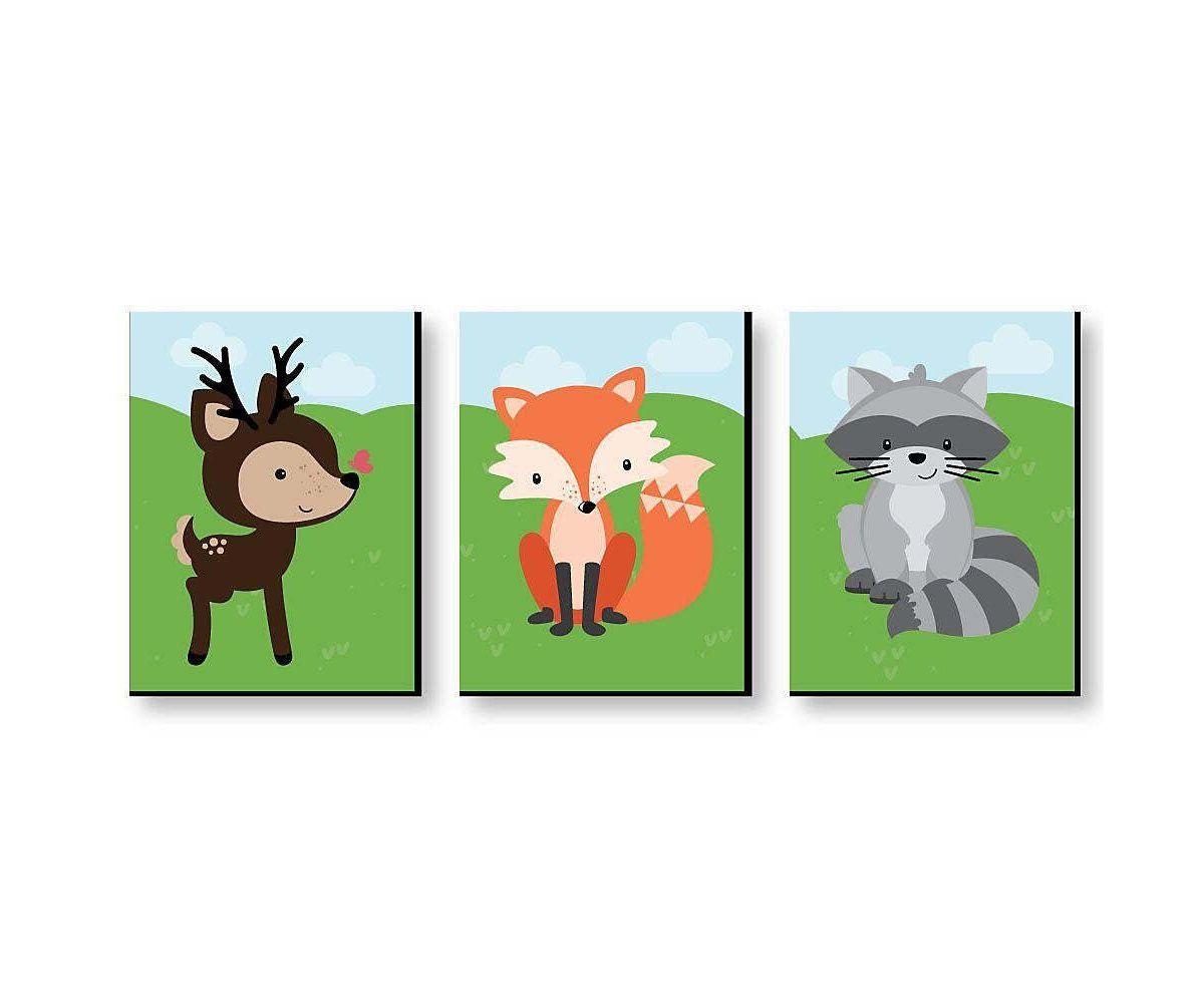Big Dot of Happiness Woodland Creatures - Gender Neutral Forest Animal Nursery Wall Art & Kids Room Decor - 7.5 x 10 inches - Set of 3 Prints Big Dot of Happiness